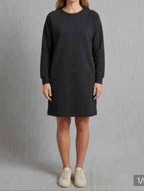 Pact Black Organic Cotton Blend Clothing Sweatshirt Dress W Brushed Fleece Inter